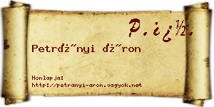 Petrányi Áron névjegykártya