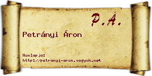Petrányi Áron névjegykártya